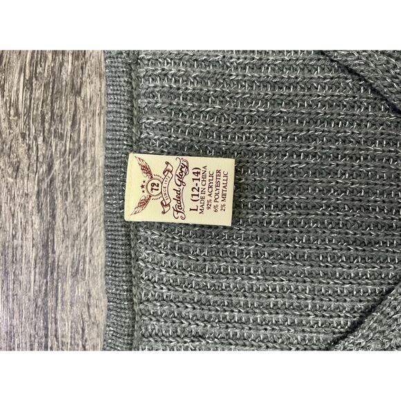 Faded Glory Women’s Large Gray Ribbed Knit Long Sleeve Sweater Casual Basic - Picture 2 of 5